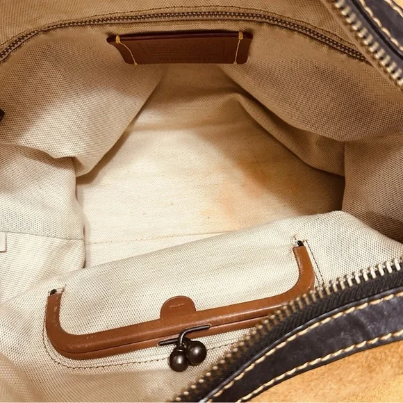 Coach Rogue 36 dark blue whipstitch double handles - Picture 8 of 16